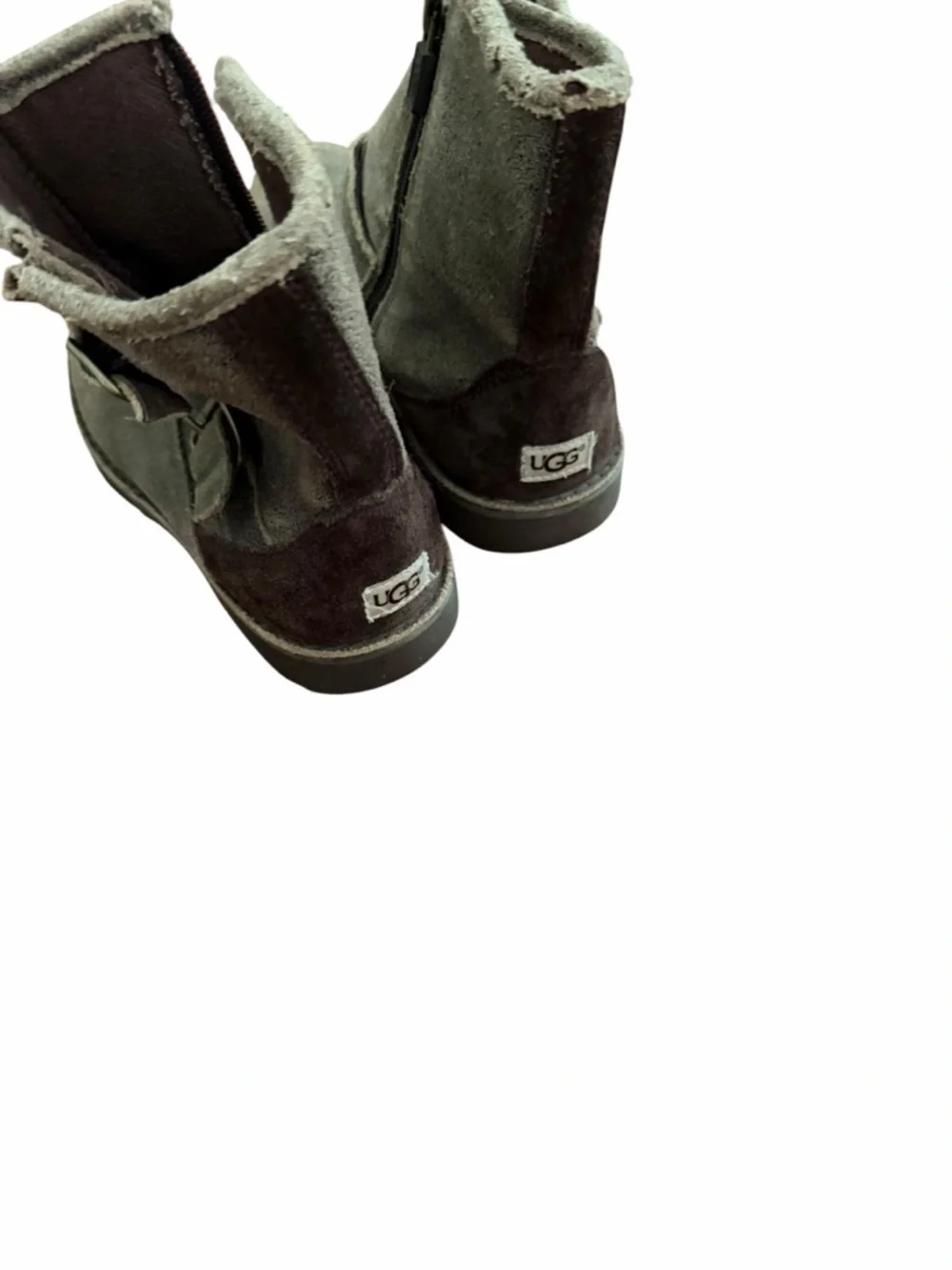 UGG Brown gray Suede Ankle Boots Sz 2 - Picture 3 of 4
